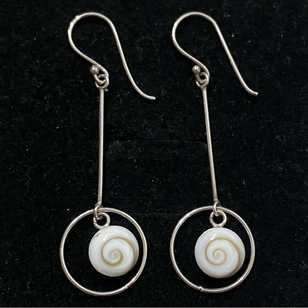 Sterling Silver 925 Dainty Shell Drop Earrings